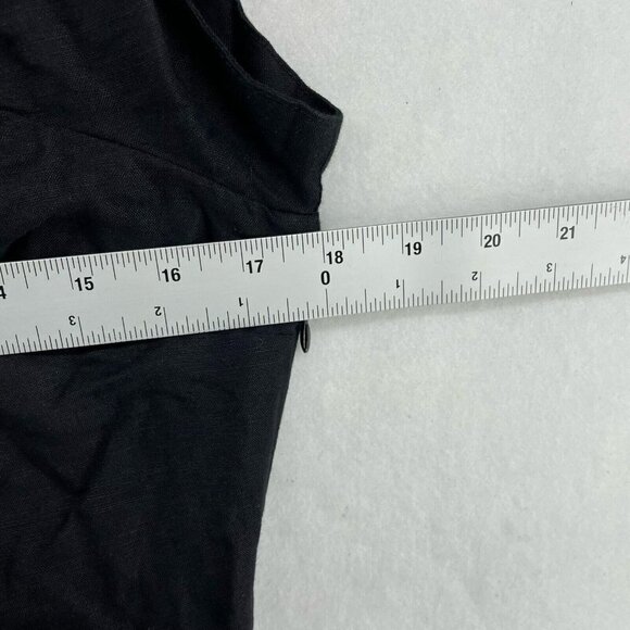 Abercrombie & Fitch Sheath Mini Dress Sz 10T Black Scoop Neck Strap Ties Linen - Picture 3 of 11